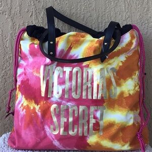 Victoria's Secret Vibrant Tie-Dye Tote - Pink, Orange, Yellow